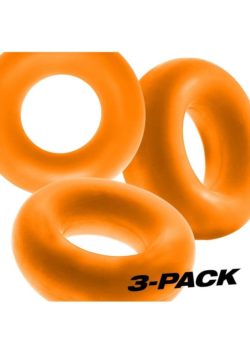 Oxballs Fat Willy Jumbo Cock Ring - Orange - 3 Pack