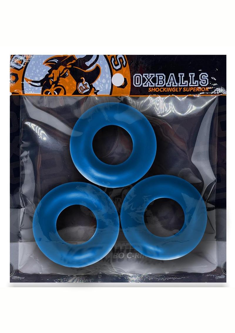 Oxballs Fat Willy Jumbo Cock Ring - Blue/Space Blue - 3 Pack