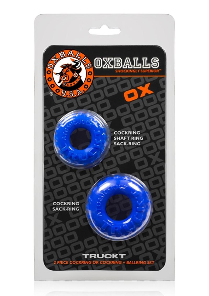 Oxballs Truckt Cock Ring (2 Pack) - Police - Blue