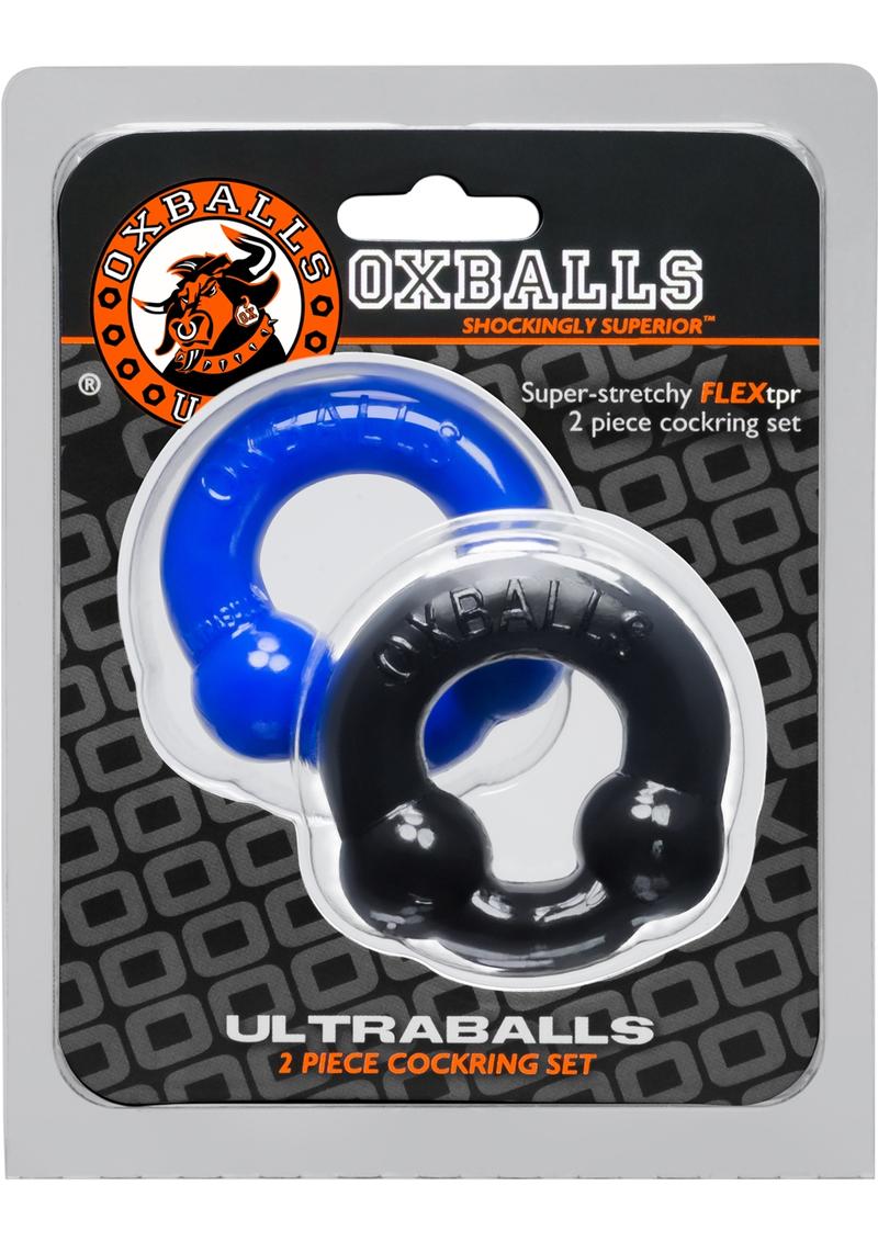 Oxballs Ultraballs Cock Ring - Black/Blue - 2 Pack/Set