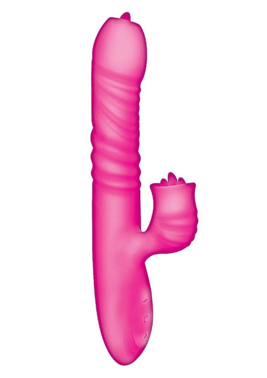 Passion Grabber Heat Up Rechargeable Silicone Rabbit Vibrator - Pink