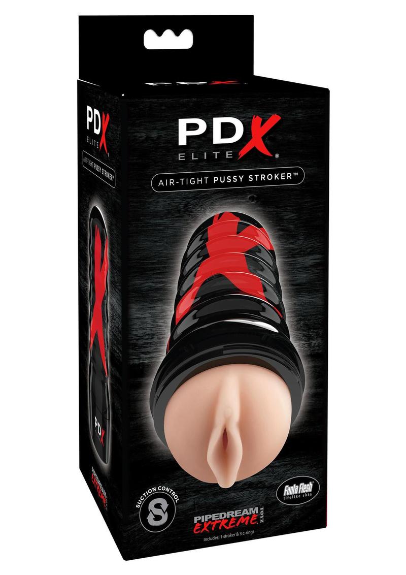 Pipedream Extreme Elite Air Tight Pussy Masturbator - Pussy - Black/Vanilla