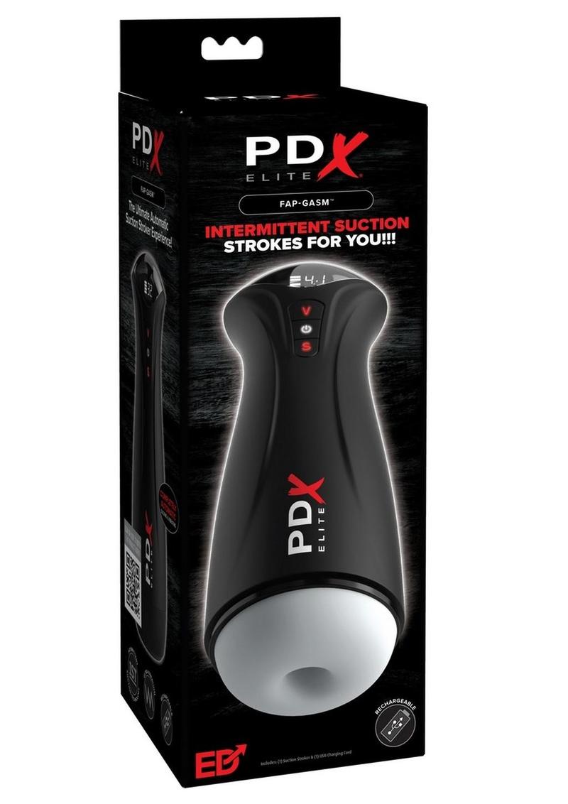 Pdx Elite Fap-Gasm Rechargeable Male Masturbator - Black/Frosted - Black/White