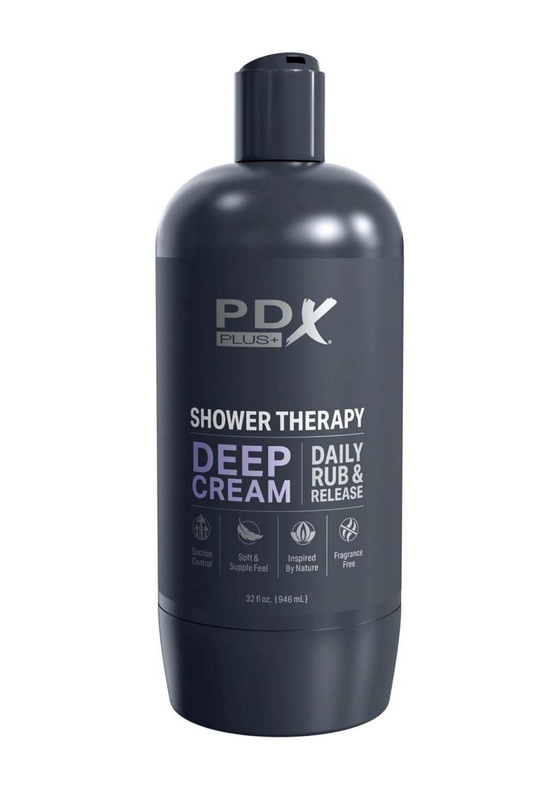 Pdx Plus Shower Therapy Deep Cream Discreet Stroker - Frosted - Clear