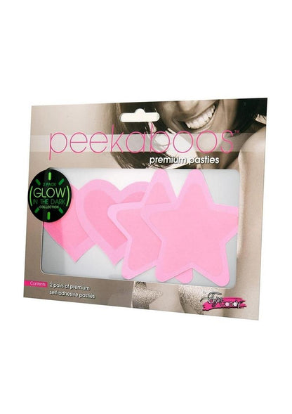 Peekaboo Glow In The Dark Hearts and Stars Pasties - Glow In The Dark/Hot Pink/Pink