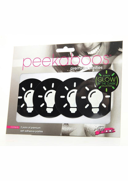 Peekaboo Glow In The Dark Light Bulb Pasties - Black/Green