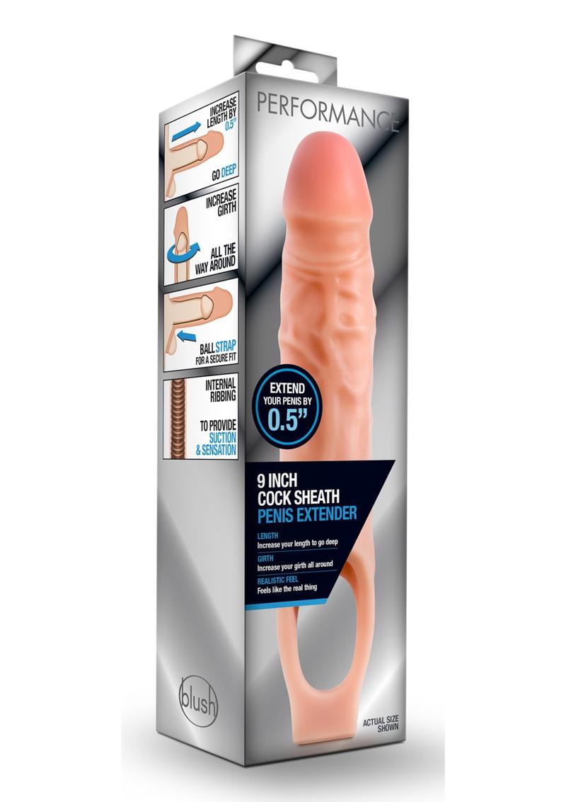 Performance Cock Sheath Penis Extender - Flesh/Vanilla - 9in