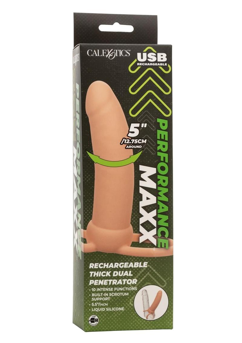 Performance Maxx Rechargeable Silicone Thick Dual Penetrator Extender - Vanilla