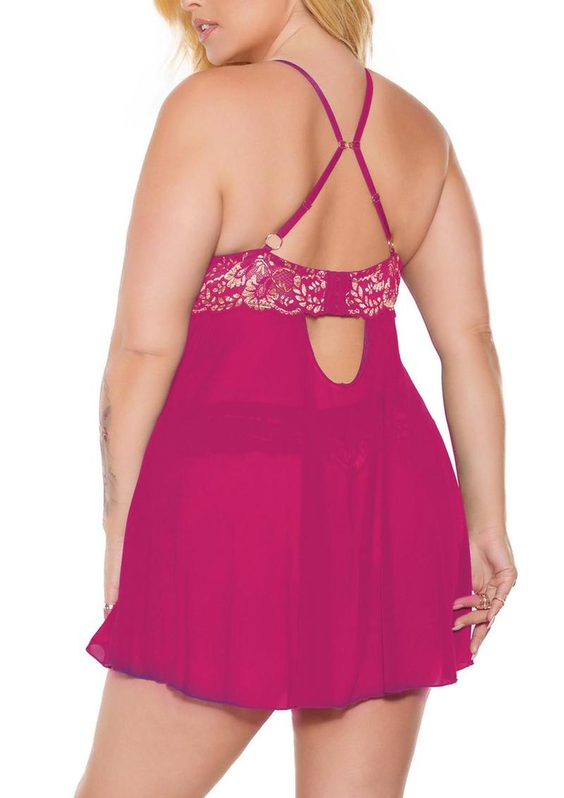 Pink Pussycat Babydoll and Thong - 1xlarge