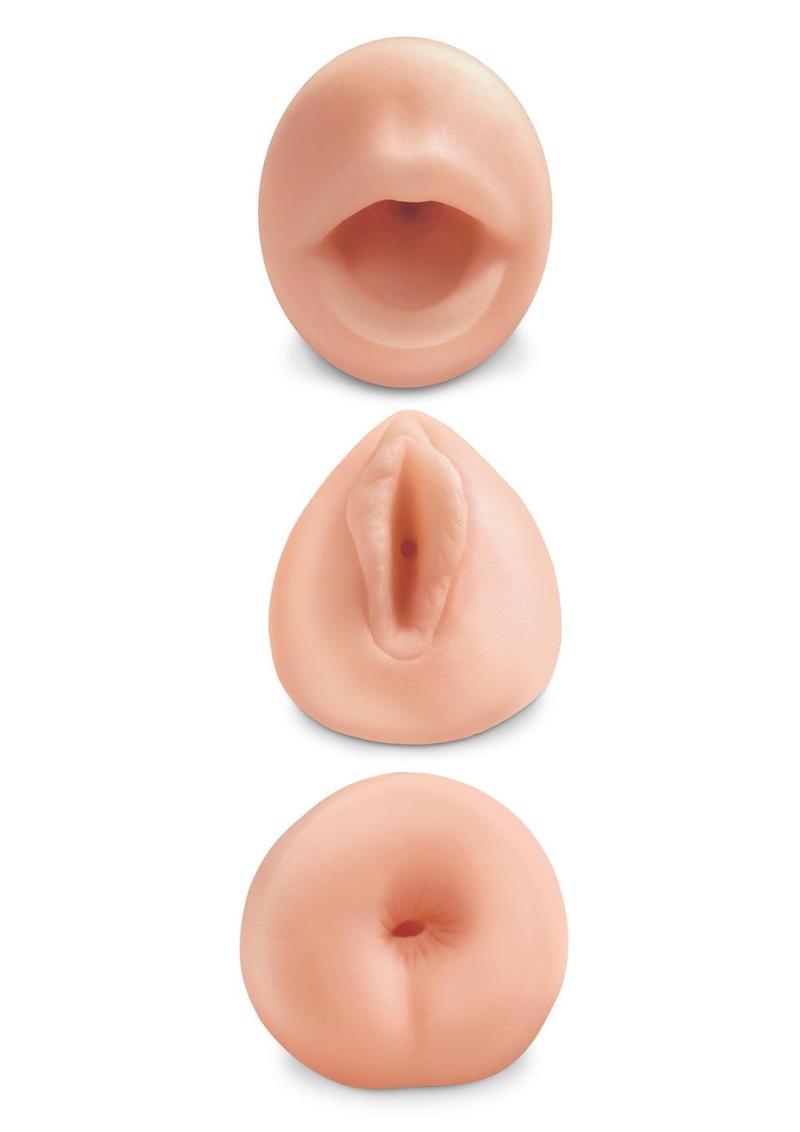 Pipedream Extreme Toyz All 3 Holes Masturbator Kit - Flesh/Vanilla - 4 Pieces