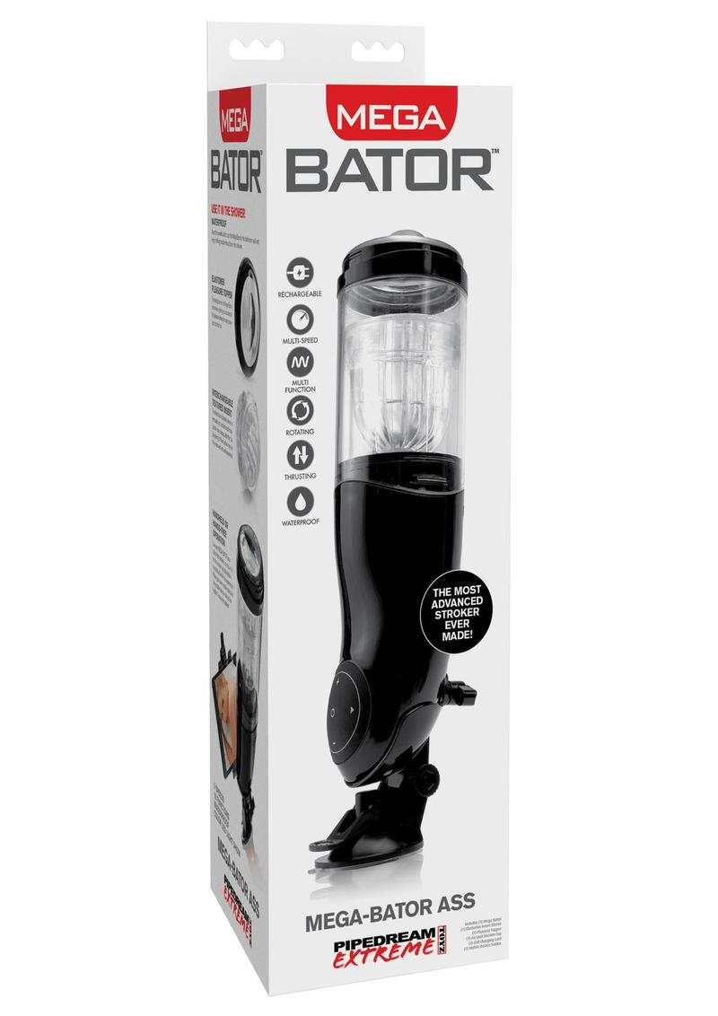 Pipedream Extreme Toyz Rechargeable Mega-Bator Ass Masturbator - Butt - Black/Clear