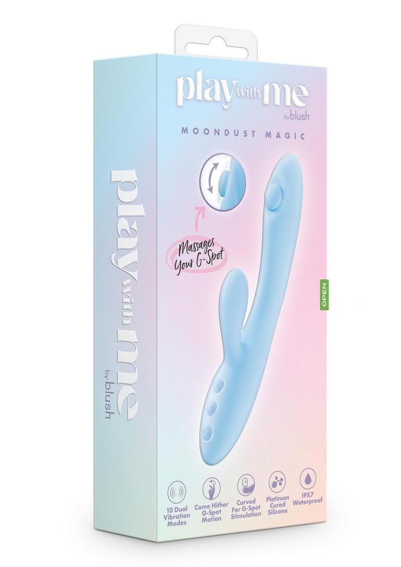 Play with Me Moondust Magic Rechargeable Silicone Rabbit Vibrator - Blue