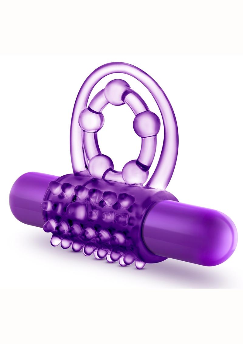 Play with Me The Player Vibrating Double Strap Cock Ring - Purple