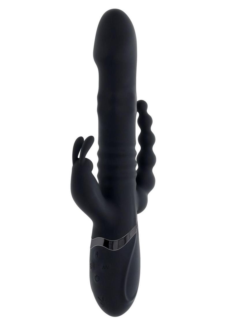 Playboy Big Bunny Energy Rechargeable Silicone Rabbit Vibrator - Black