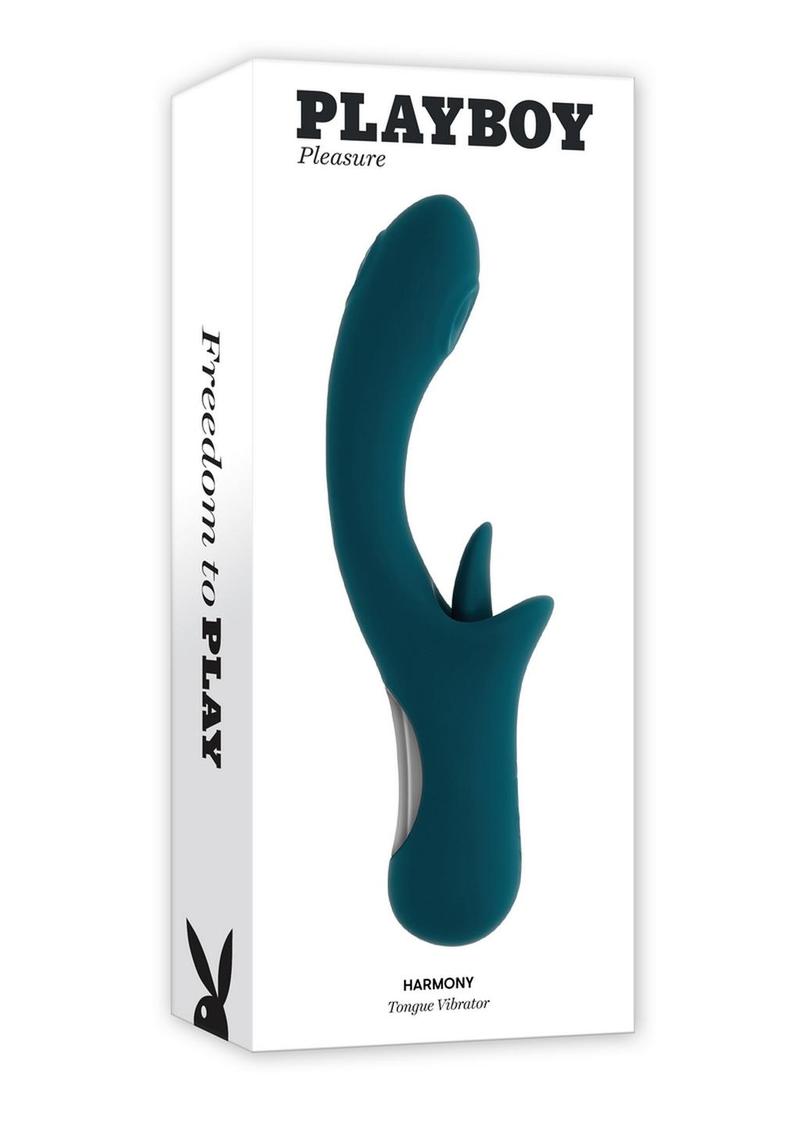 Playboy Harmony Rechargeable Silicone Vibrator with Clitoral Stimulator - Green