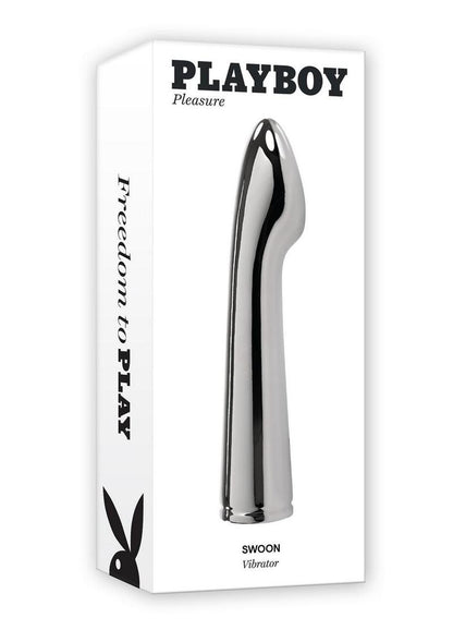 Playboy Swoon Rechargeable Vibrator - Metal/Silver