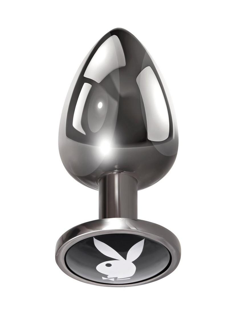 Playboy Tux Metal Anal Plug - Black/Metal - Large