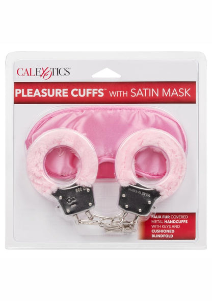 Pleasure Cuffs with Satin Mask - Pink