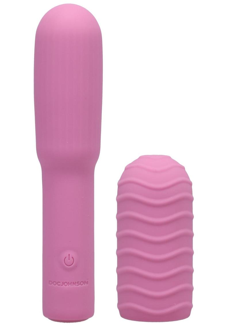 Pocket Rocket Elite Silicone Rechargeable Mini Vibrator with Removable Sleeve - Pink