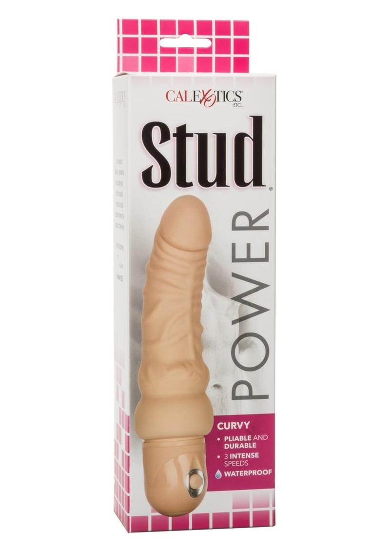 Power Stud Curvy Virbrating Dildo - Vanilla/White