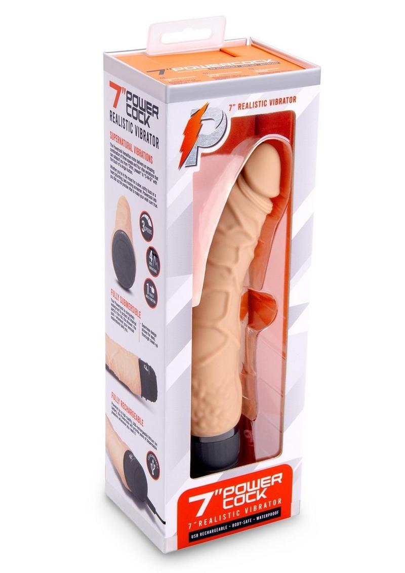 Powercocks Silicone Realistic Vibrator - Vanilla - 7in