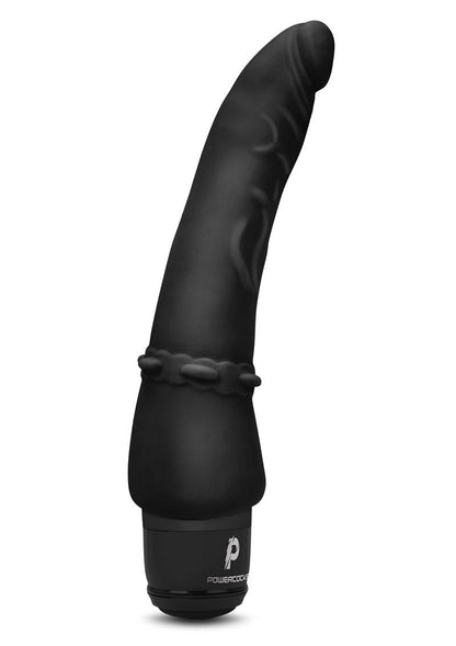 Powercocks Silicone Rechargeable Slim Anal Realistic Vibrator - Black - 7in