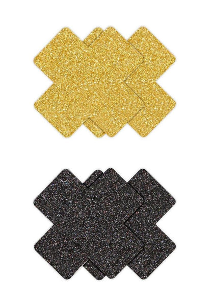 Pretty Pasties Glitter Cross - Black/Gold