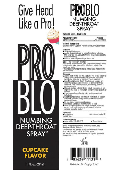 Problo Numbing Deep-Throat Spray 1oz - Cupcake