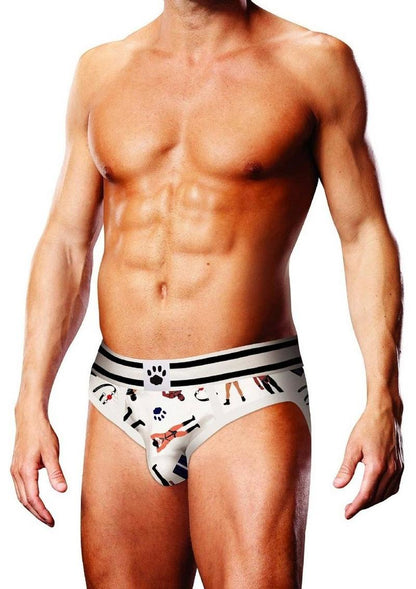 Prowler Leather Pride Brief - Black/White - Large