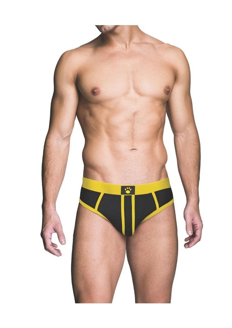 Prowler Red Ass-Less Brief - Black/Yellow - XLarge