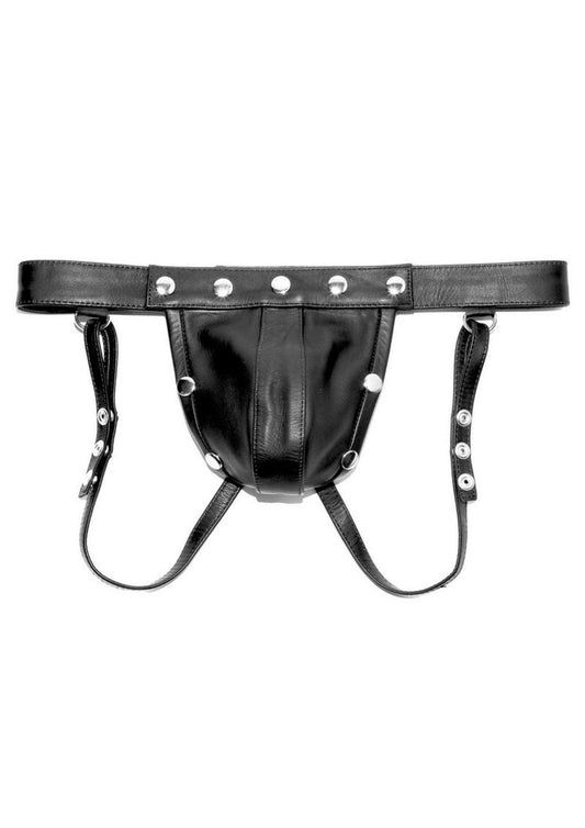 Prowler Red Leather Harness Jock - Black - Medium