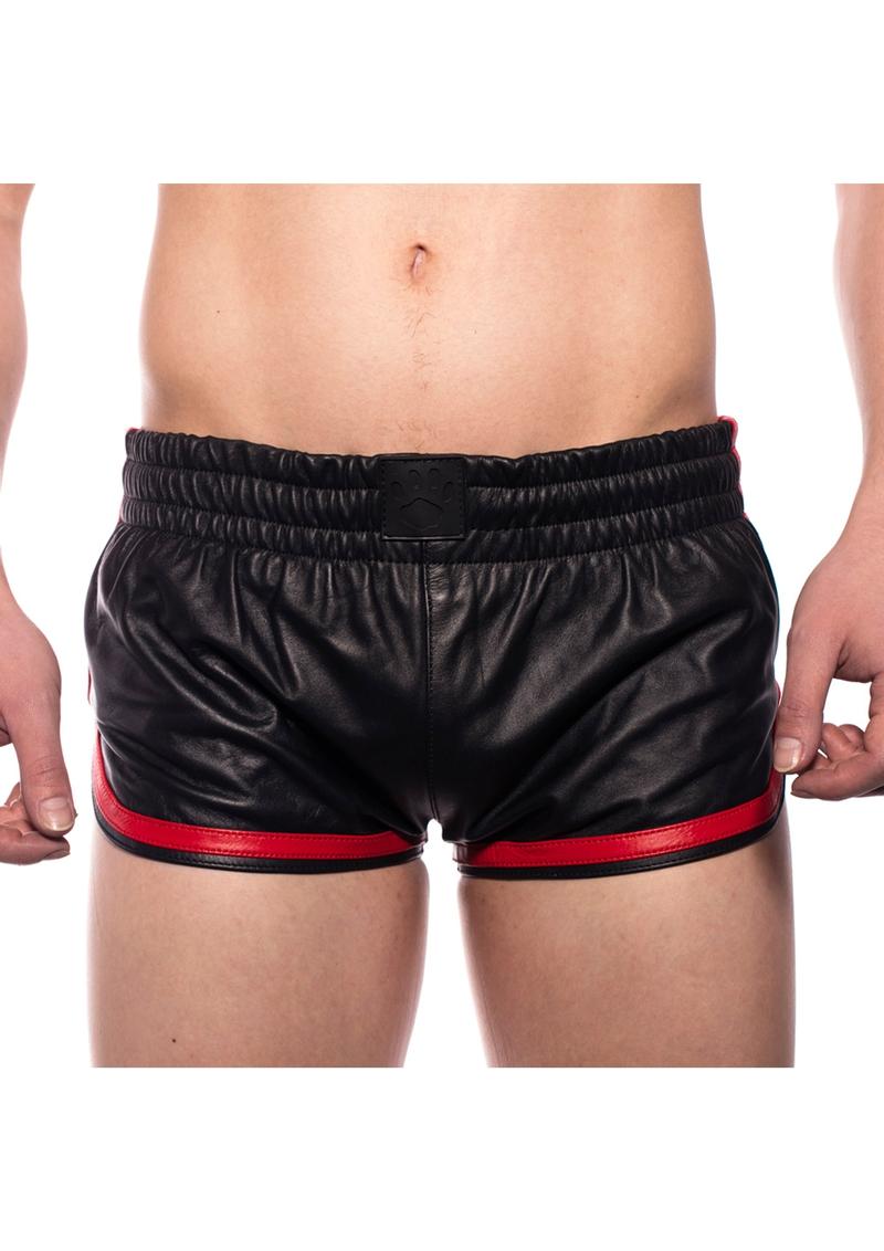 Prowler Red Leather Sport Shorts - Black/Red - Large