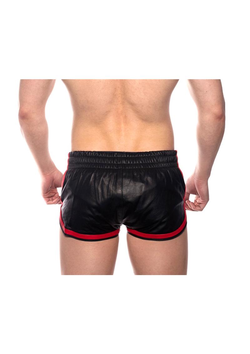 Prowler Red Leather Sport Shorts - Black/Red - Large