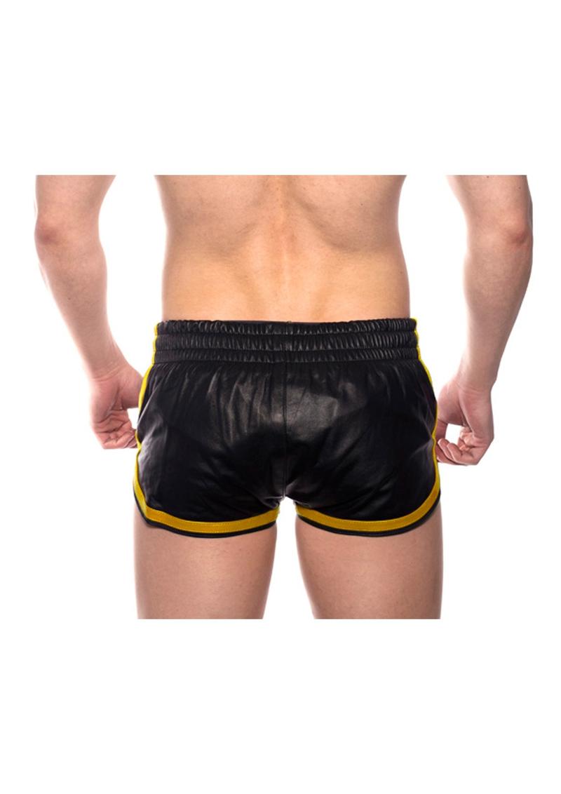 Prowler Red Leather Sport Shorts - Black/Yellow - XSmall