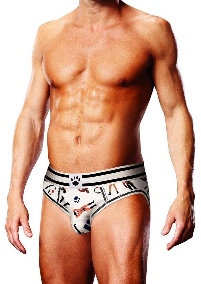 Prowler Leather Pride Open Brief - Black/White - XLarge