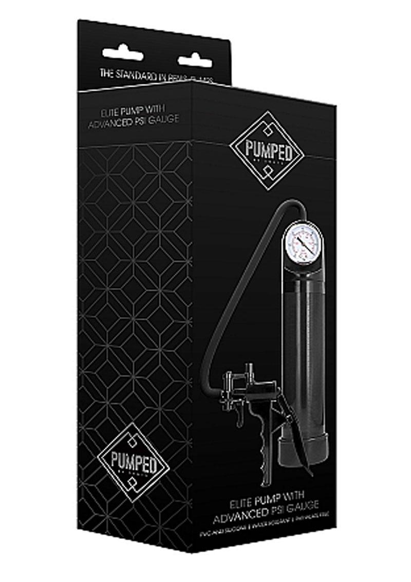 Pumped By Shots Elite Penis Pump with Advanced Psi Gauge - Black