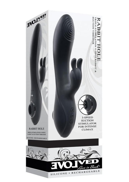 Rabbit Hole Rechargeable Silicone Triple Vibrator - Black