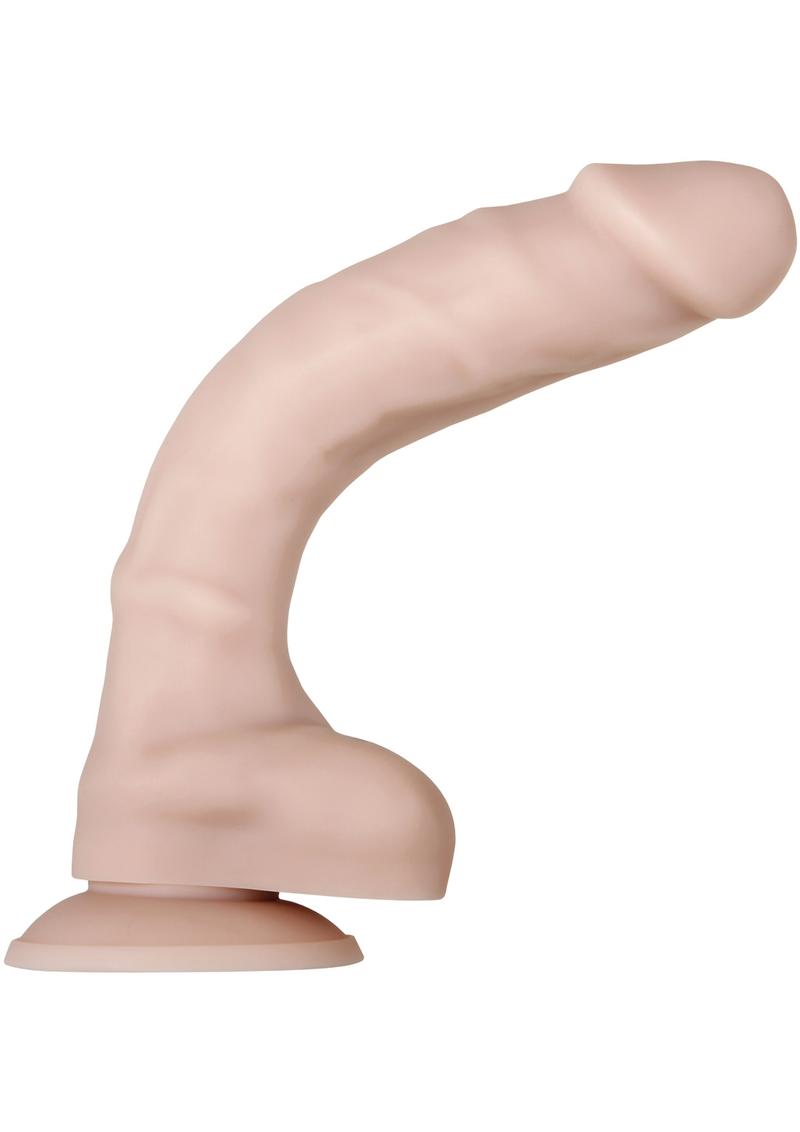 Real Supple Poseable Silicone Dildo with Balls - Flesh/Vanilla - 8.25in