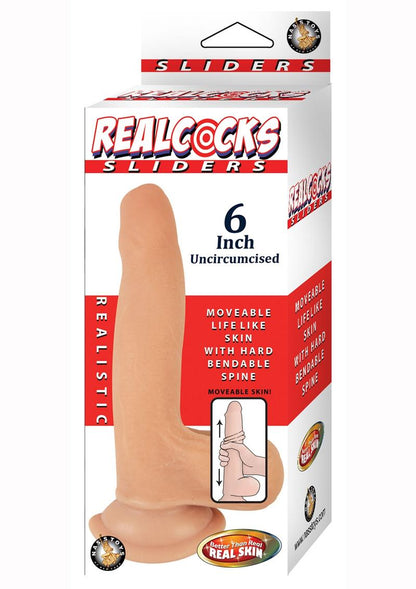 Realcocks Sliders Uncircumsized Dildo with Balls - Vanilla - 6in