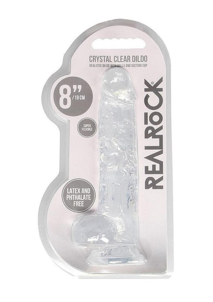 Realrock Crystal Clear Dildo with Balls - Clear - 8in