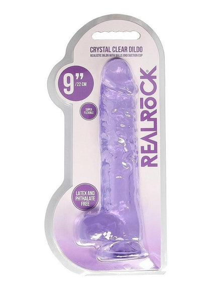 Realrock Crystal Clear Dildo with Balls - Purple - 9in