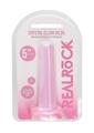 Realrock Crystal Clear Non Realistic Dildo with Suction Cup - Clear/Pink - 5.3in