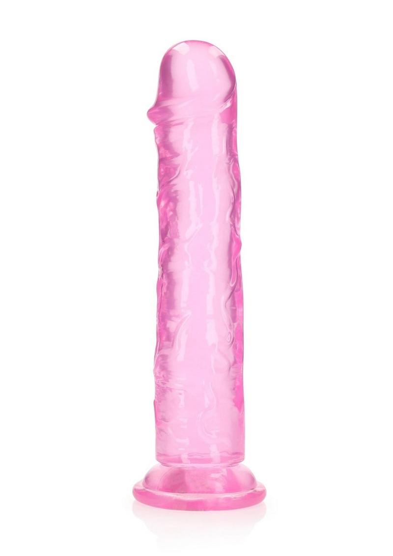 Realrock Crystal Clear Straight No Balls Dildo - Clear/Pink - 11in