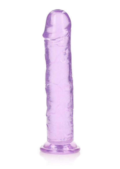 Realrock Crystal Clear Straight No Balls Dildo - Clear/Purple - 11in