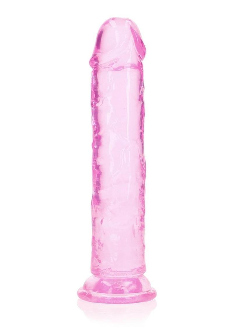 Realrock Crystal Clear Straight No Balls Dildo - Clear/Pink - 8in