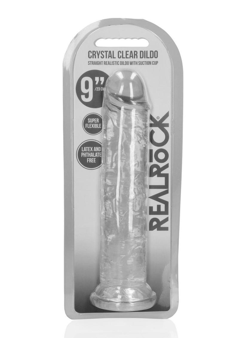 Realrock Crystal Clear Straight No Balls Dildo - Clear - 9in