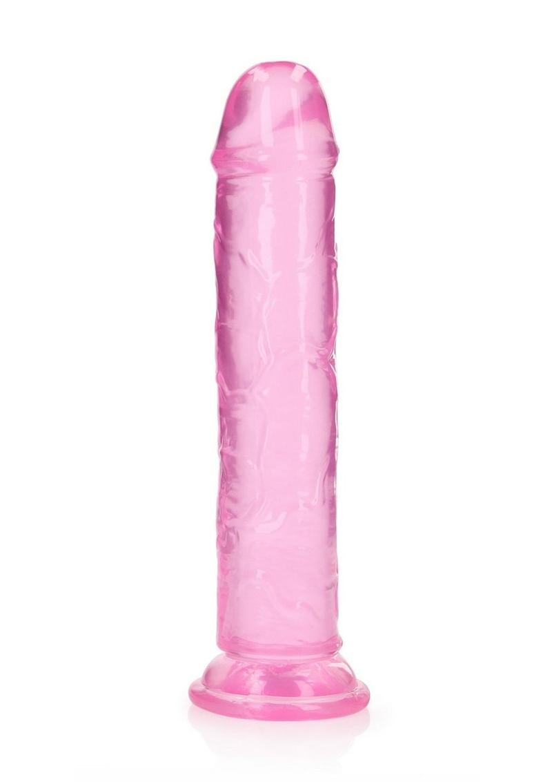 Realrock Crystal Clear Straight No Balls Dildo - Clear/Pink - 9in