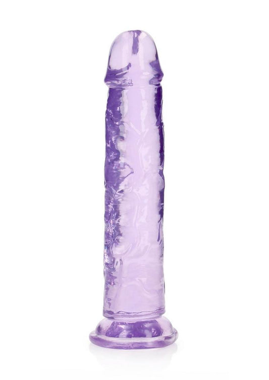 Realrock Crystal Clear Straight No Balls Dildo - Clear/Purple - 9in