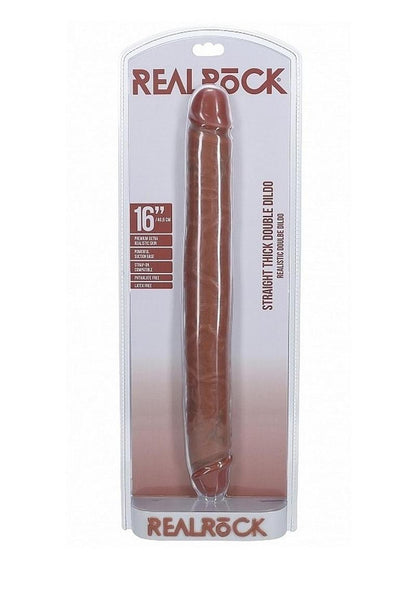 Realrock Realistic Skin Thick Double Ended Dong - Caramel - 16in