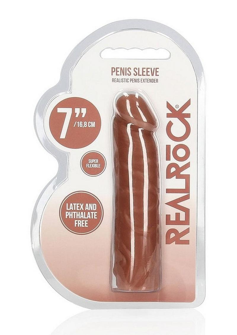 Realrock Skin Penis Extender - Caramel - 7in